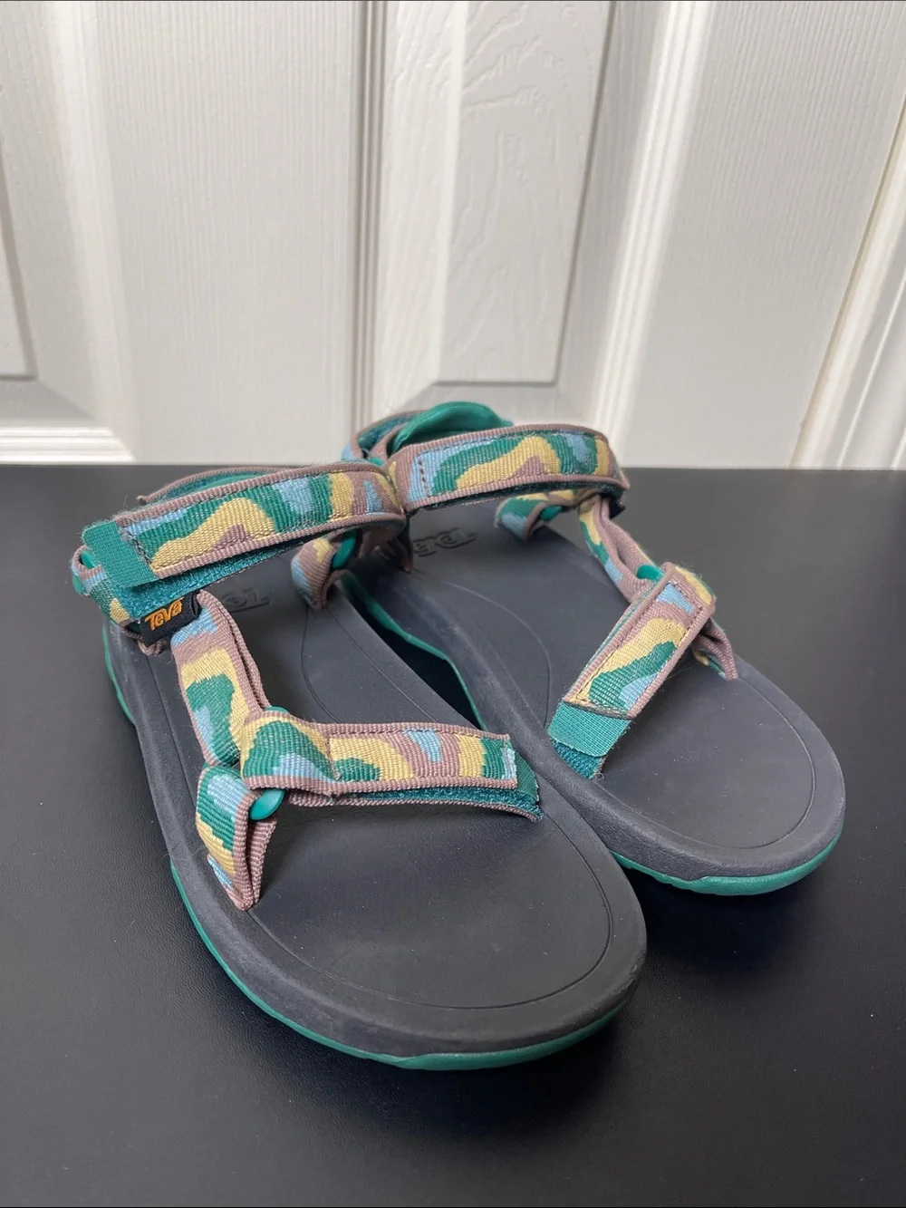 Teva Multicolor Camo Strap Sandals with Teal Accents
